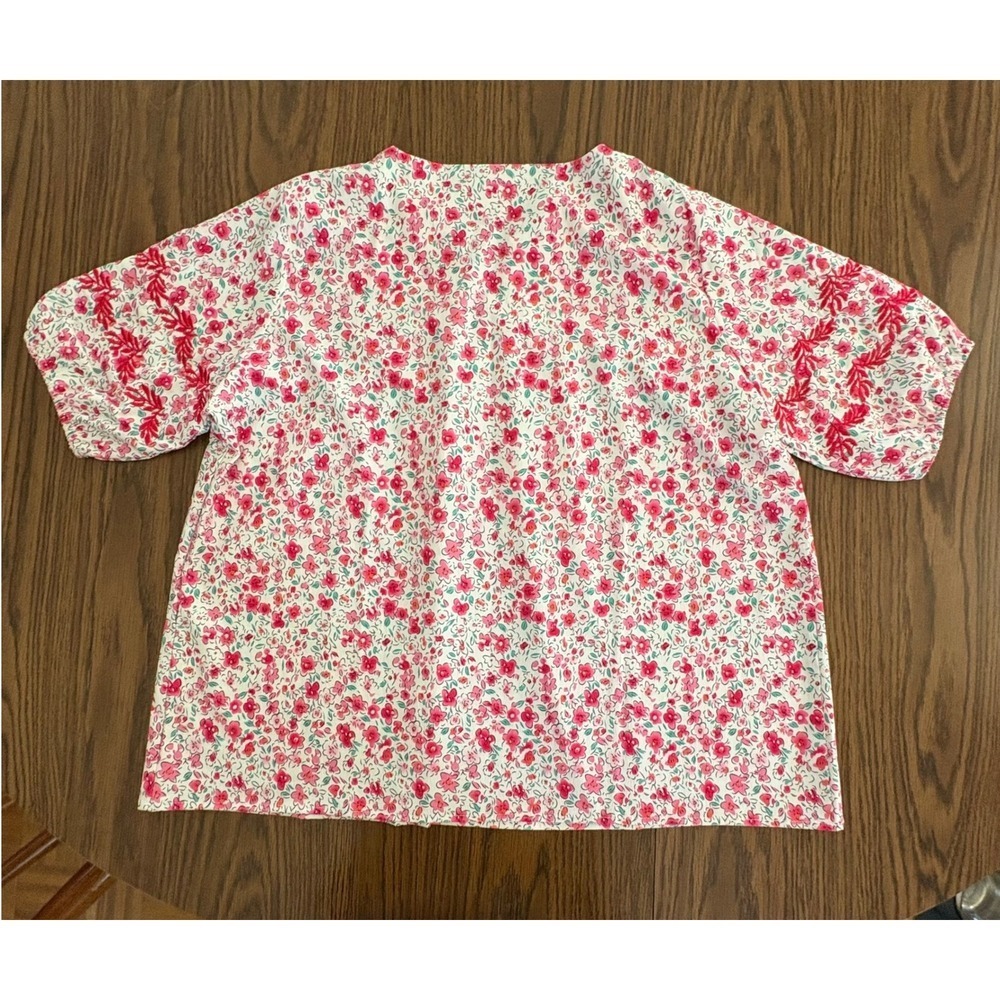 NWOT Embroidered Blouse Floral Size XL White Red Short Sleeve Boho Peasant Flowy - Picture 6 of 9
